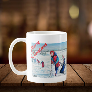 Caneca De Café Cena de Natal Vintage Personalizável