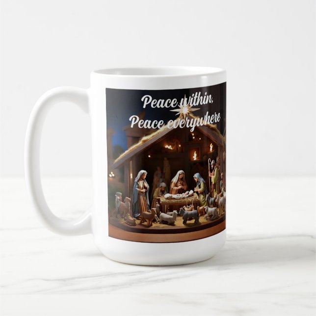 Caneca De Café Cena de Natividade Espiritual da Religião de Natal (Esquerda)