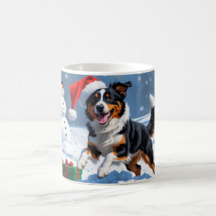 Caneca De Café Cena de Neve Festiva de Natal Kelpie australiana
