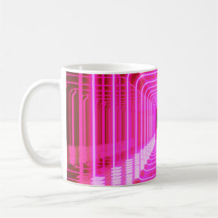 Caneca De Café Cena de pop de arte de ficção científica rosa m