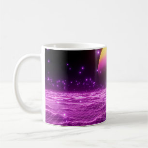 Caneca De Café Cena de pop de arte de ficção científica rosa m