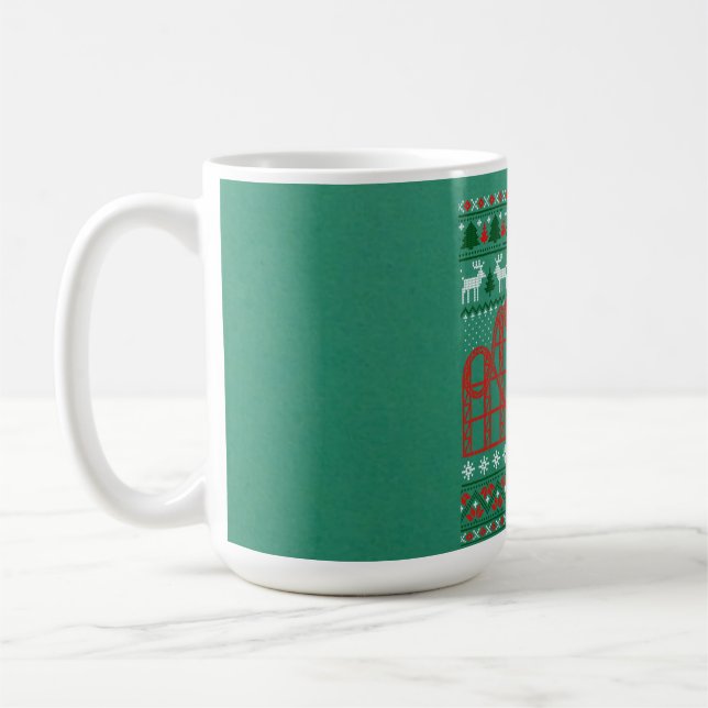Caneca De Café Cena de Porta copos do Roller Suéter de Natal Feio (Esquerda)
