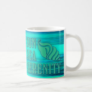Caneca De Café Cena de Praia de Seashell Tropical da Serenidade d