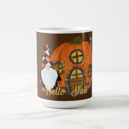 Caneca De Café Cena de Queda do Gnomo & Pumpkin House