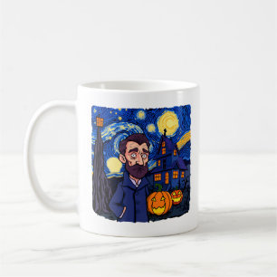Caneca De Café Cena de Van Gogh Haunted - Halloween Gótico Starry