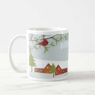 Caneca De Café Cena do inverno com Red Bird Mug