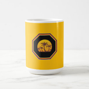 Caneca De Café Cena do Pôr do Sol com Palmeiras em uma Moldura de