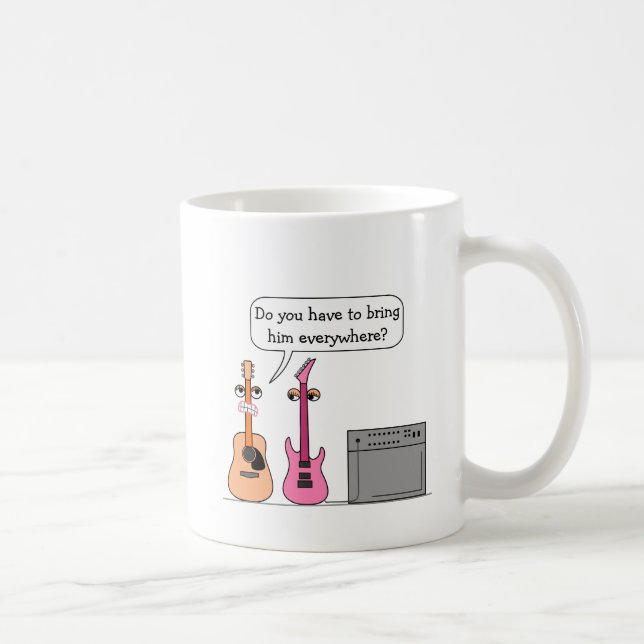 Caneca De Café Cena dos desenhos animados da roda da guitarra (Direita)