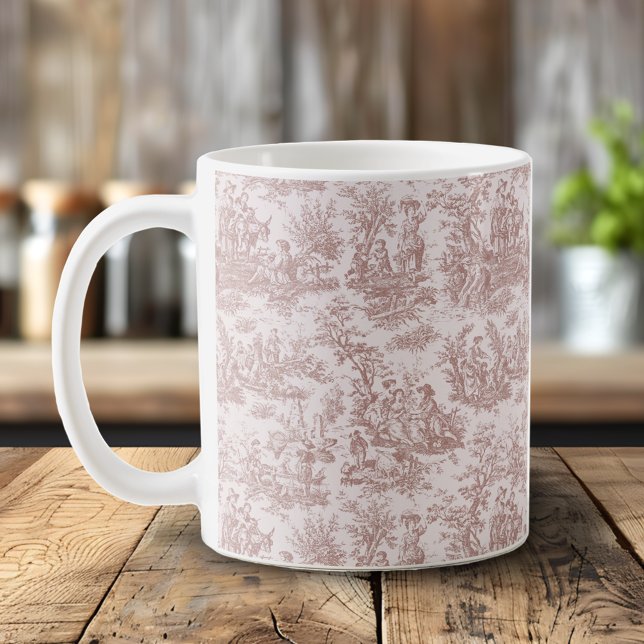 Caneca De Café Cena Elegante Toile de Jouy Francesa Vintage Marro (Criador carregado)