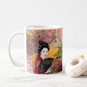 Caneca De Café Cena Japonesa Com Mulher