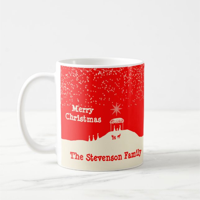 Caneca De Café Cena Minimalista de Natal Feliz (Esquerda)