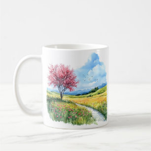 Caneca De Café Cena Natural de Flor de Cerejeira Rio