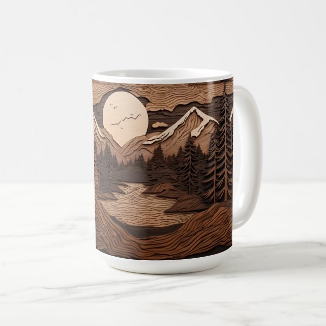 Caneca De Café Cena Noturna da Floresta Woodland Mug | Árvore de  (Frente Esquerda)