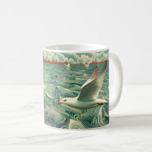 Caneca De Café Cena Oceânica com Mug de Café de Seagull