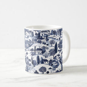 Caneca De Café Cena Rural de Blue Toile (1)