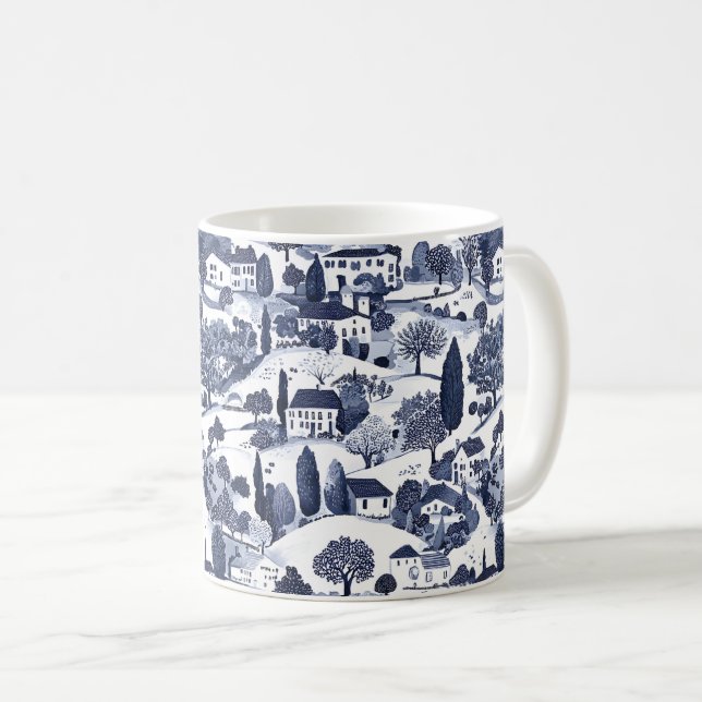 Caneca De Café Cena Rural de Toile Azul (Frente Esquerda)