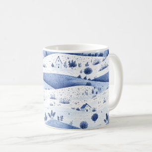 Caneca De Café Cena Rural Toile Azul (6)