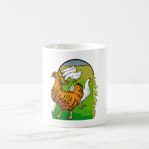 Caneca De Café Cena Rústica de Galinheiro de Frango Fresco da Faz