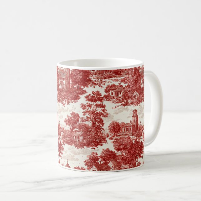 Caneca De Café Cena Rústica em Toile Vermelho (8) (Frente Esquerda)