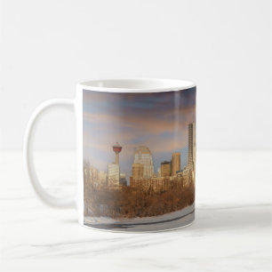 Caneca De Café Cena Solar De Inverno No Calgary Skyline
