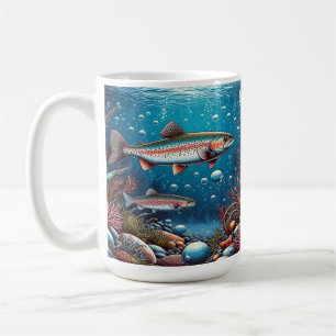 Caneca De Café Cena Subaquática com Trutas