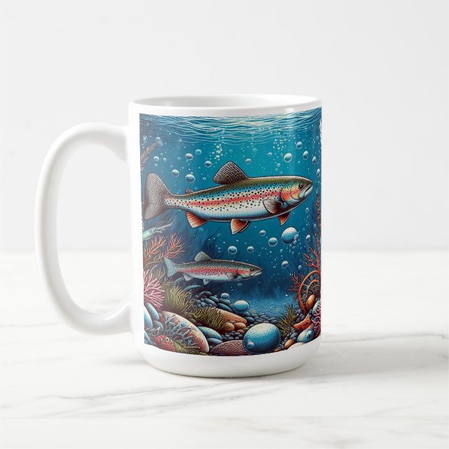 Caneca De Café Cena Subaquática com Trutas (Esquerda)