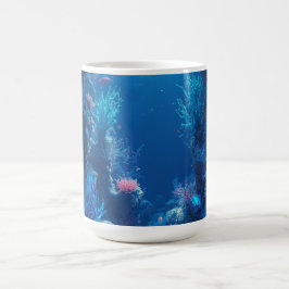 Caneca de Café Cena Subaquática de Recife de Coral