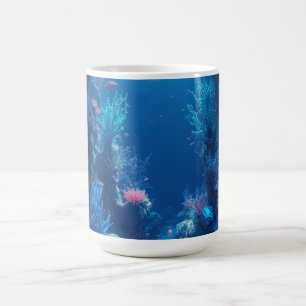 Caneca de Café Cena Subaquática de Recife de Coral