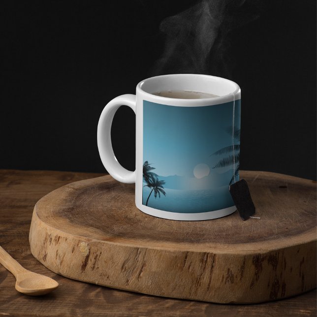 Caneca De Café Cena Tropical Noturna (Criador carregado)