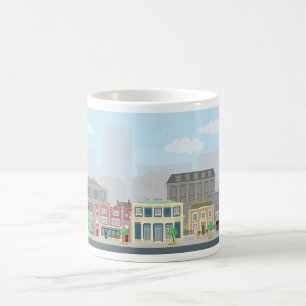 Caneca De Café Cena Urbana Colorida da Cidade Europeia
