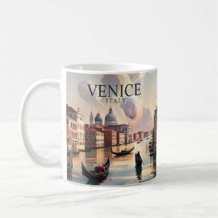Caneca De Café Cenário da Cidade Vintage Veneza Itália Aquarela P