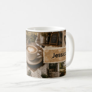 Caneca De Café Cenário de Café do País Álbum de Recortes Colagem