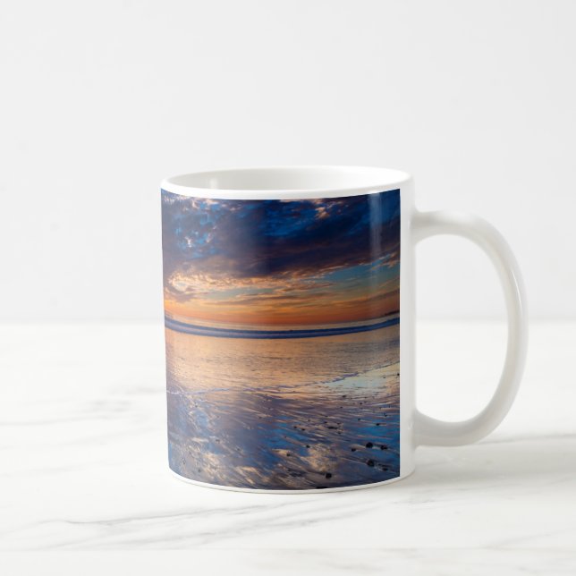 Caneca De Café Cenário marinho dramático, pôr do sol, CA (Direita)