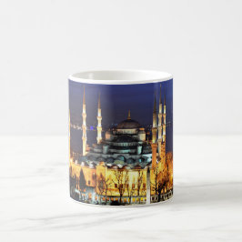 Caneca De Café Cenário Noturno da Mesquita Azul de Istambul Turqu