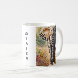 Caneca De Café Cenário Retro do Elefante Africano