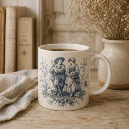 Caneca De Café Cenário Rústico Francês Romântico em Azul Empoeira
