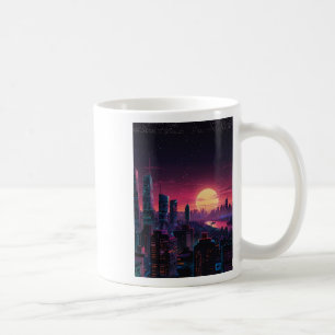 Caneca De Café Cenário urbano Cyberpunk Vaporwave – Arte de horiz