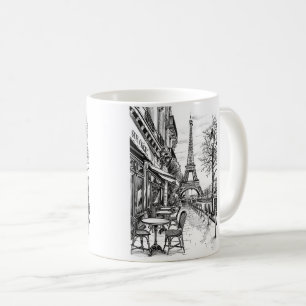 Caneca De Café Cenas de Paris Desenhadas à Mão
