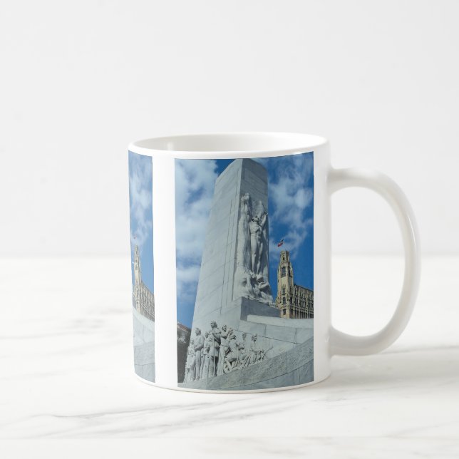 Caneca De Café Cenotaph quadrado de Alamo, San Antonio, Texas, (Direita)