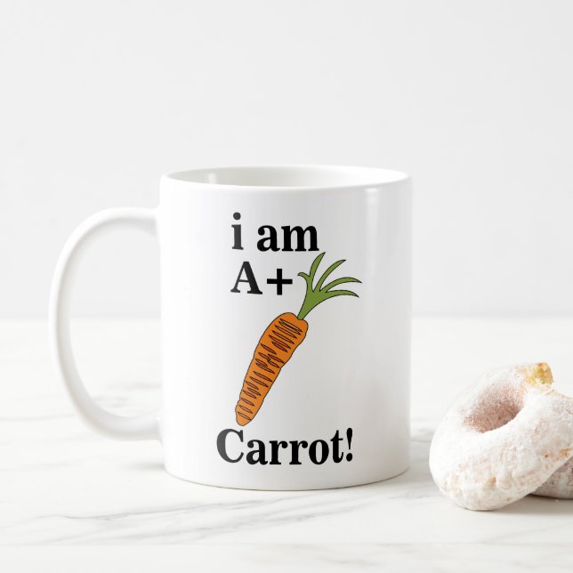 Caneca De Café Cenoura Eu sou uma Cenoura Engraçada A+ (Com Donut)