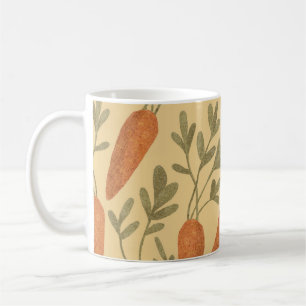 Caneca De Café Cenouras desenhadas à mão, padrão incolor.