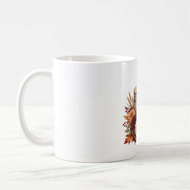 Caneca De Café Centro de Mesa Floral de Vela Outonal Rústico (Esquerda)