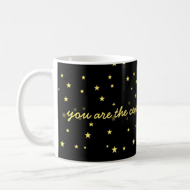 Caneca De Café centro de meu universo, estrelas amarelas no preto (Esquerda)