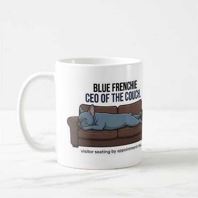 Caneca De Café CEO Bulldog Francês Azul do Sofá Mãe de Cachorro E (Esquerda)