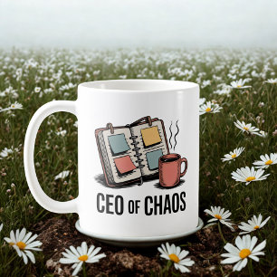 Caneca De Café CEO do Caos Humor de Multitarefa Materna