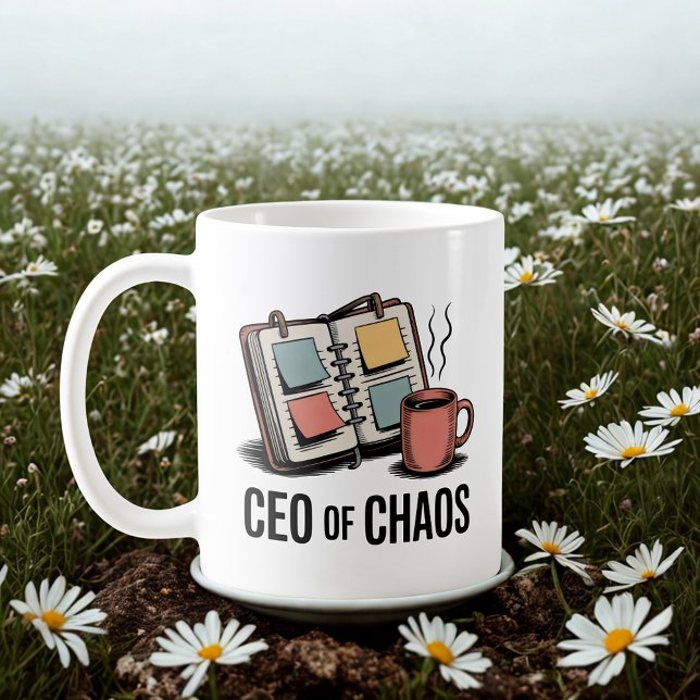 Caneca De Café CEO do Caos | Humor de Multitarefa Materna   (Criador carregado)