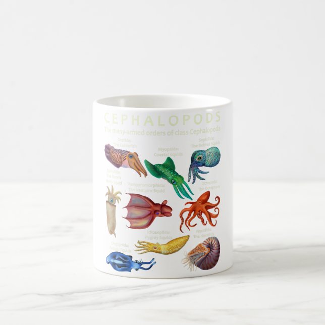 Caneca De Café Cephalopod Octopus Squid Cuttlefish (Centro)