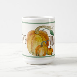 Caneca De Café Ceramic Mug: Give Thanks Pumpkin Harvest Blessing