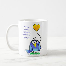 Caneca De Café Ceramic Mug - Whimsical Bird with Saying
