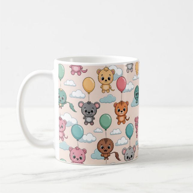 Caneca De Café Ceramic mug with a cute pattern of cartoon animals (Esquerda)